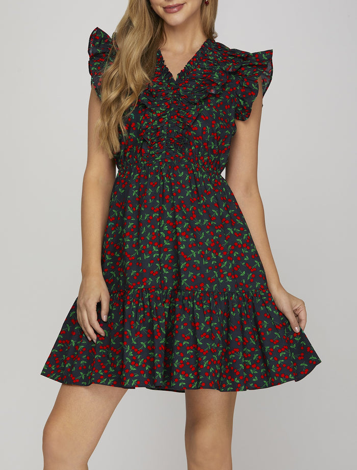 Cherry Print Mini Dress