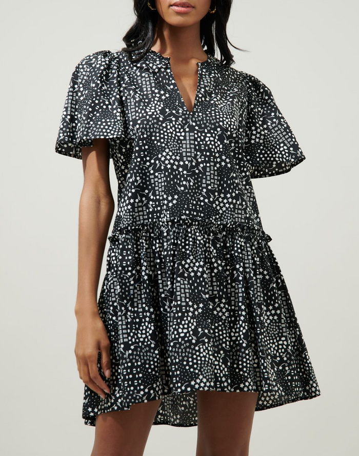 Onyx Geometric Trapeze Mini Dress