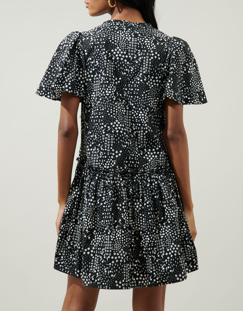 Onyx Geometric Trapeze Mini Dress