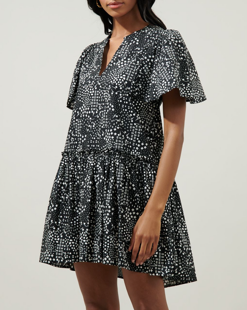 Onyx Geometric Trapeze Mini Dress