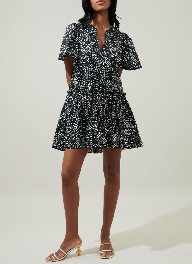 Onyx Geometric Trapeze Mini Dress