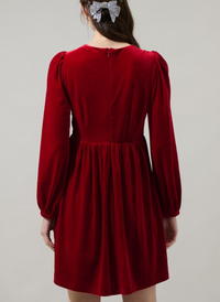 Glow Bow Velvet Mini Dress