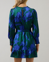 Floral Satin Ruffle Dress