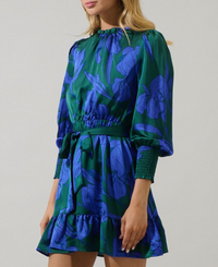 Floral Satin Ruffle Dress