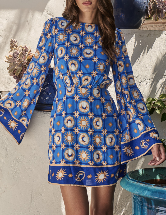 Moonshine Bell Sleeve Mini Dress XSmall / Blue Moonshine Bell Sleeve Mini Dress XSmall / Blue