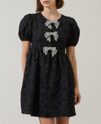 Jacquard Glow Bow Mini Dress