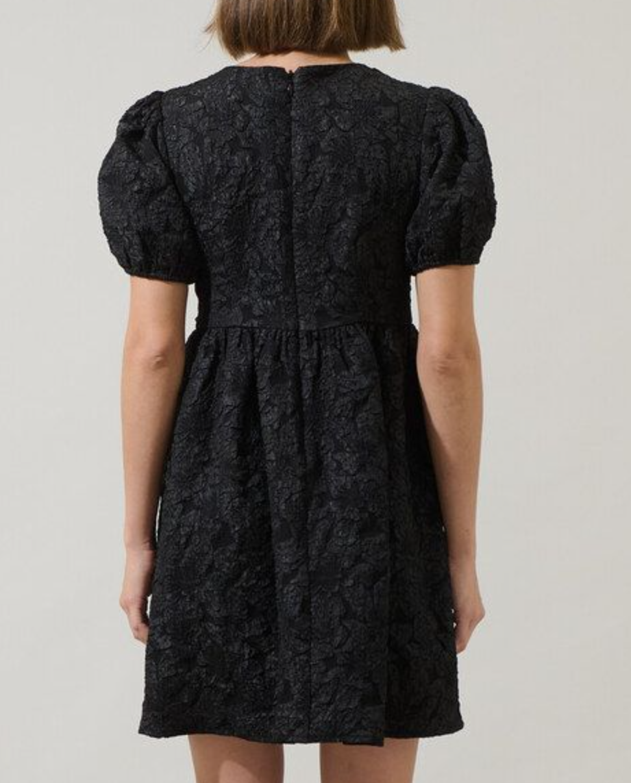 Jacquard Glow Bow Mini Dress