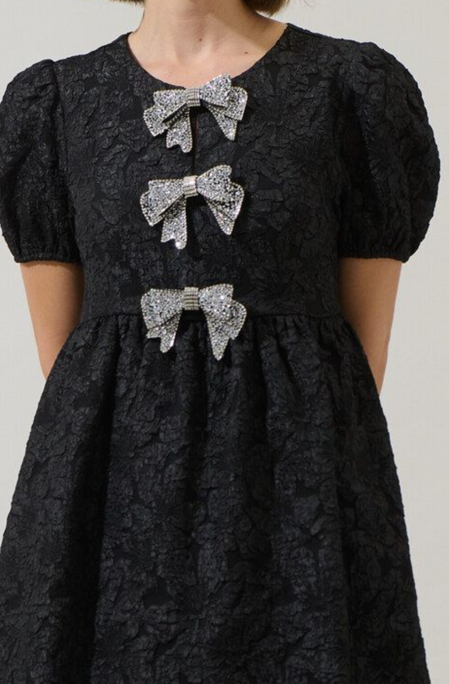Jacquard Glow Bow Mini Dress