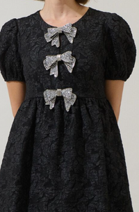 Jacquard Glow Bow Mini Dress