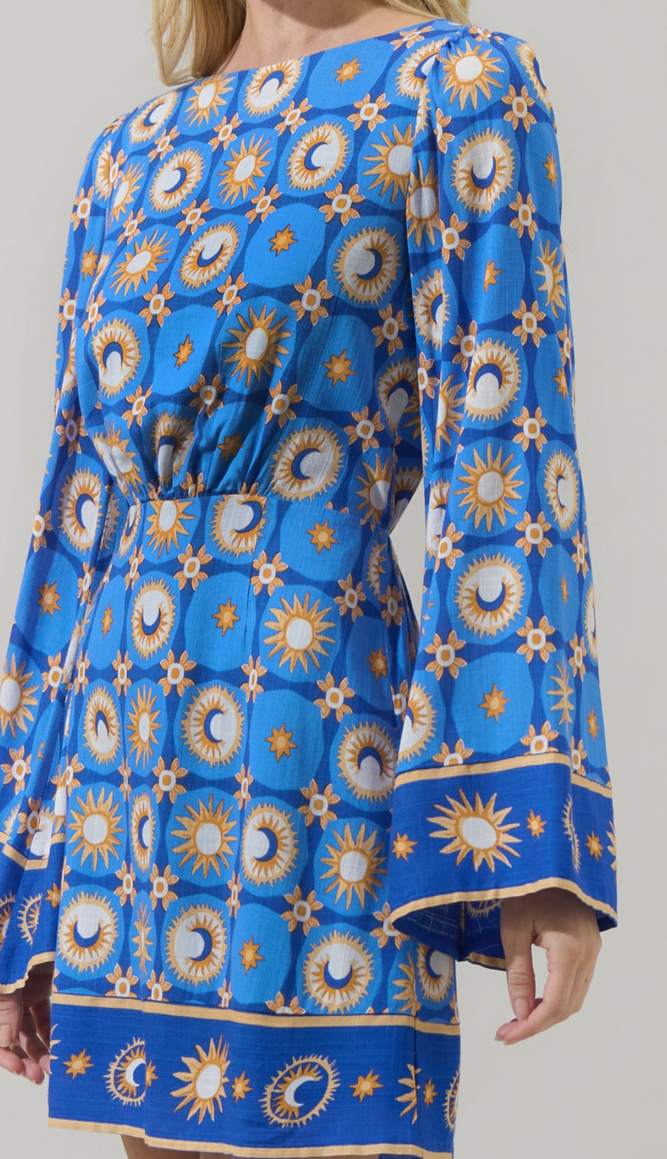 Moonshine Bell Sleeve Mini Dress Medium / Blue Moonshine Bell Sleeve Mini Dress Medium / Blue