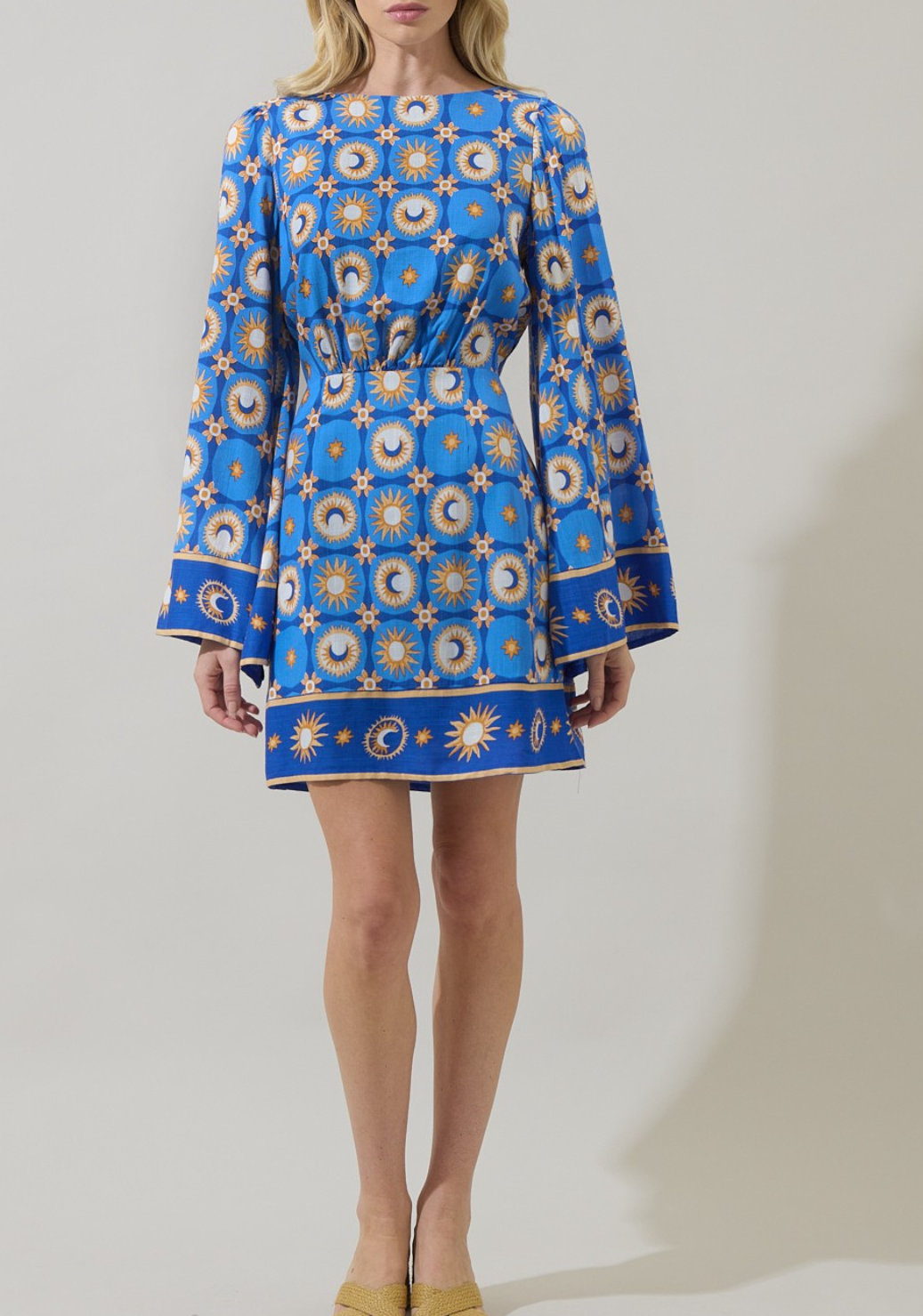 Moonshine Bell Sleeve Mini Dress Medium / Blue Moonshine Bell Sleeve Mini Dress Medium / Blue
