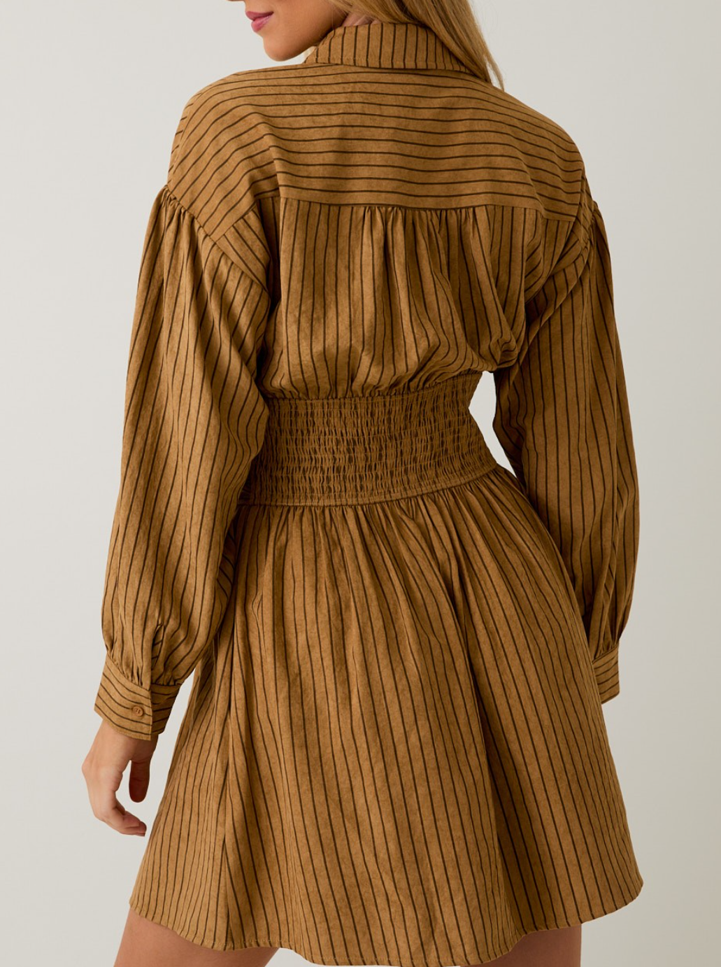 Waist Long Sleeve Fit and Flare Mini Dress