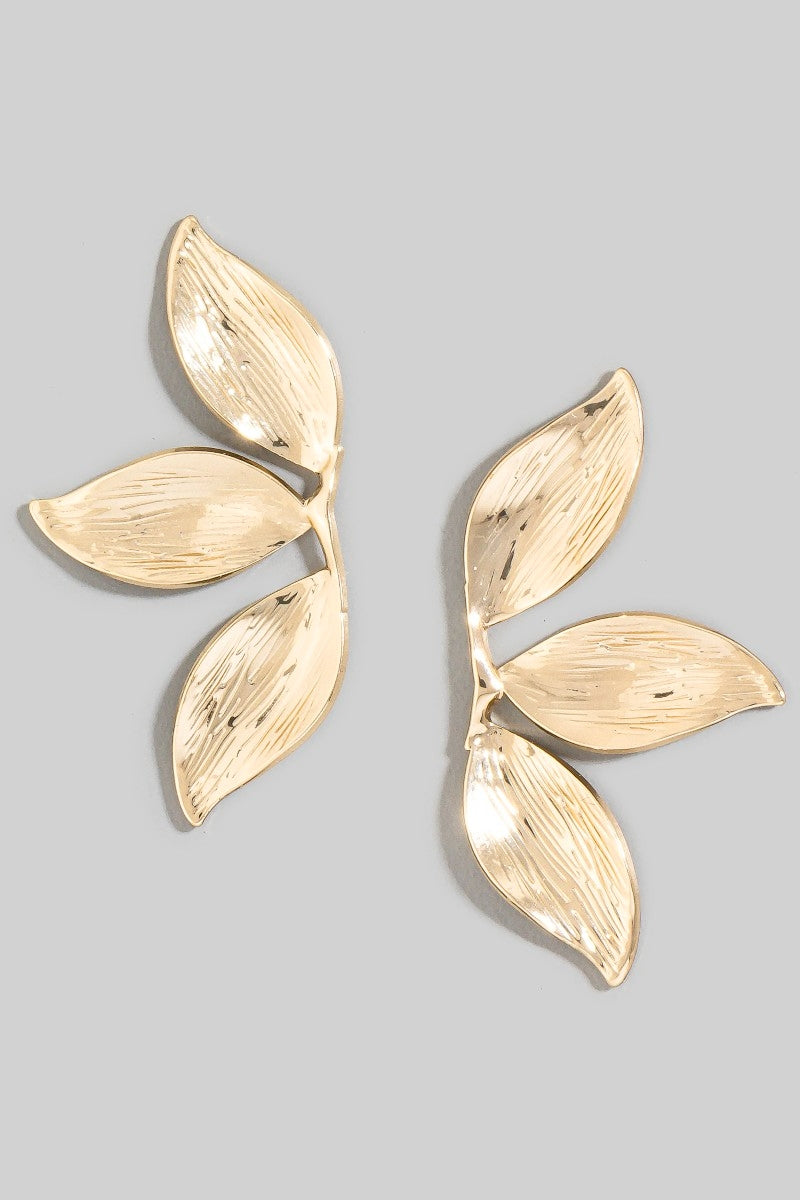 Stainless Steel 3 Leaf Dangle Earrings