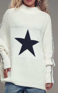 Oversized Star Sweater Tunic With Side Stitch