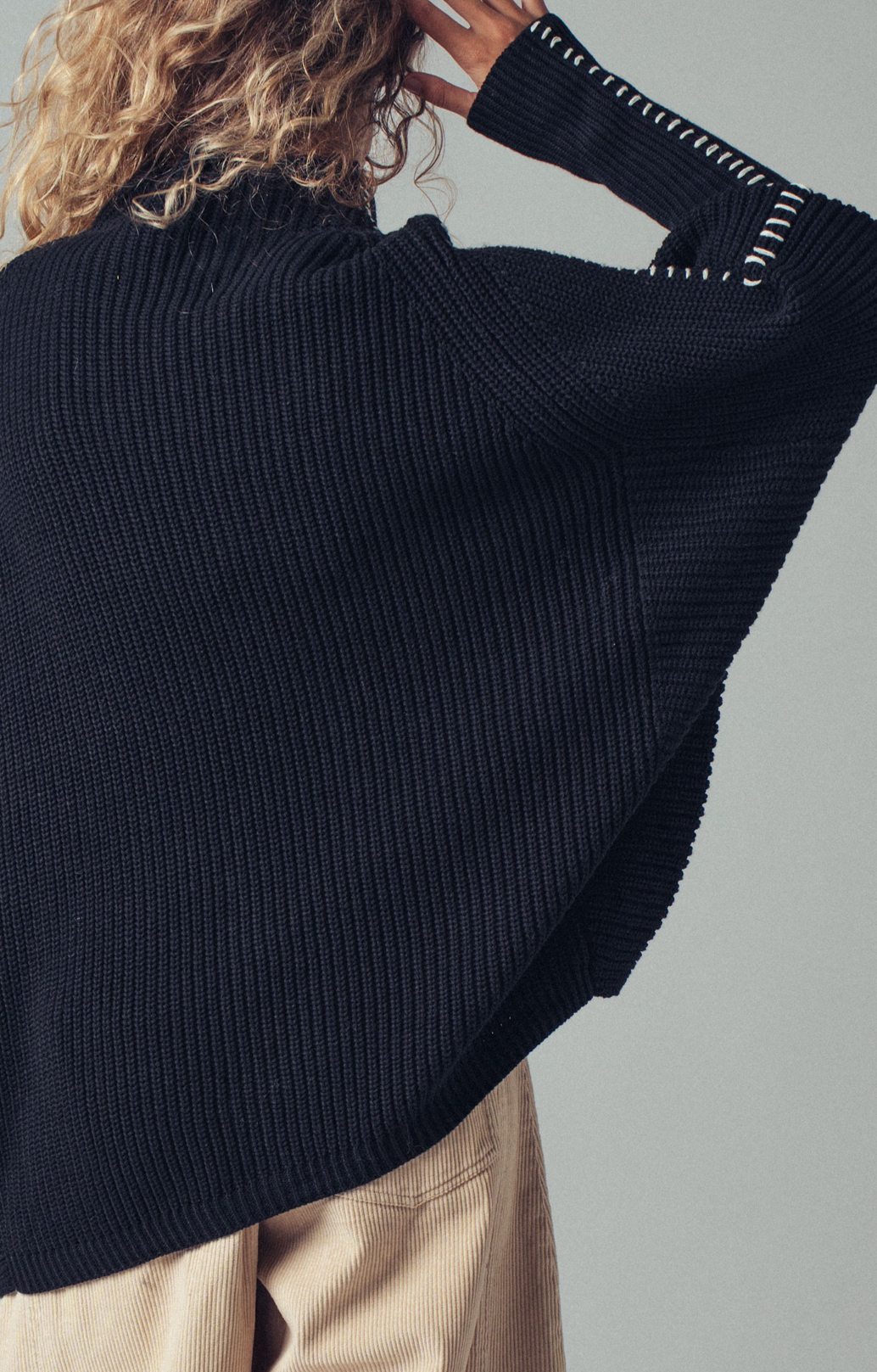 Oversized Star Sweater Tunic With Side Stitch